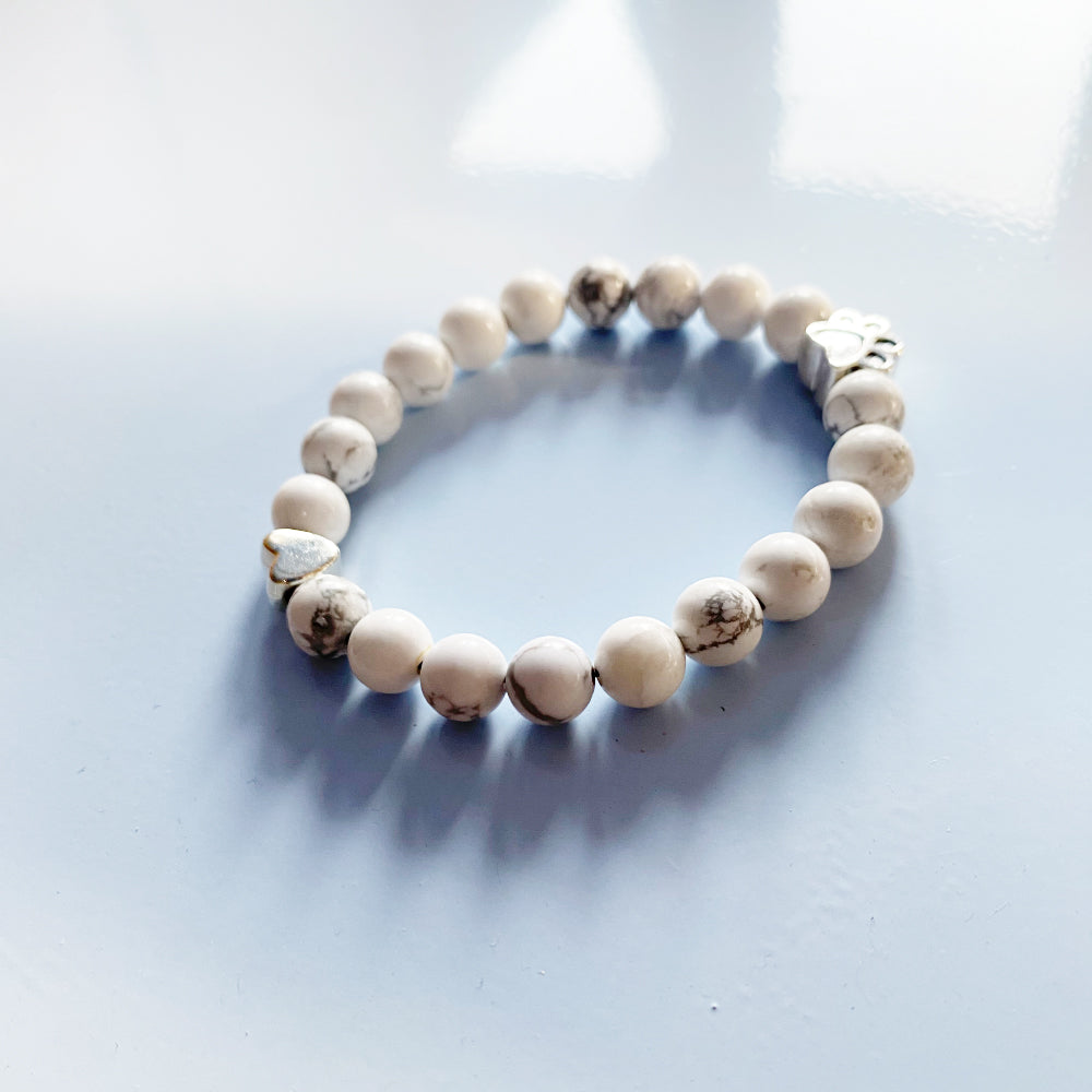 ELARA β Handmade Natural Stone Bracelet with Cute Paw and Heart Charms for a Unique Look