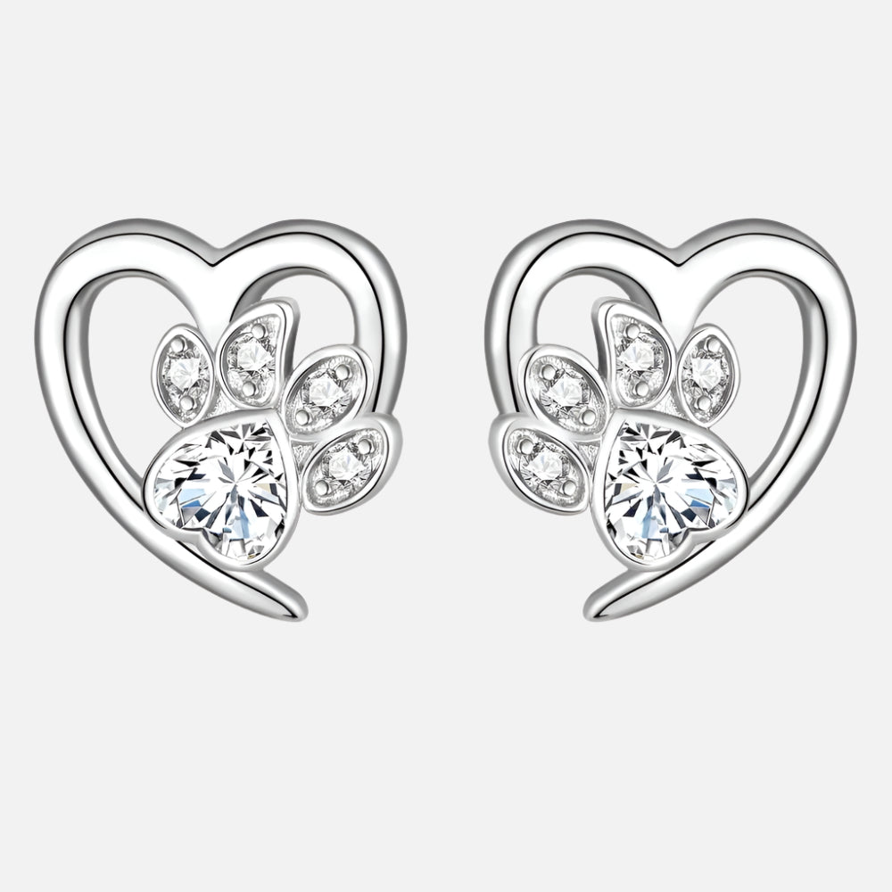 LIVIA β Elegant Heart and Paw Earrings with Sparkling Zirconia for a Stunning Look