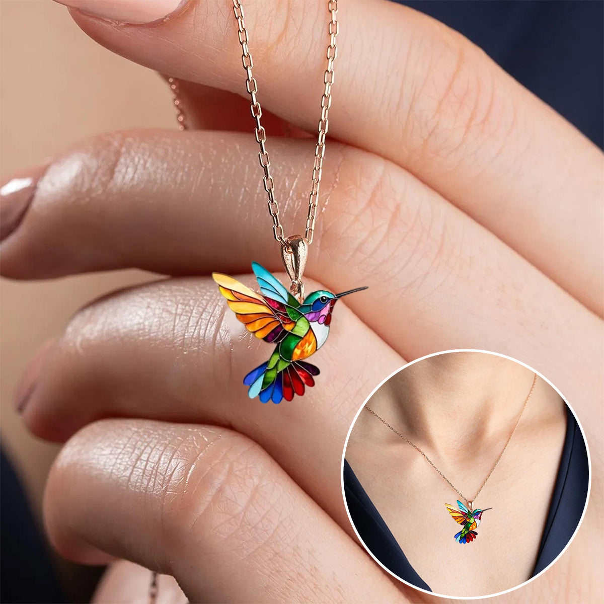 Whimsical Hummingbird Pendant