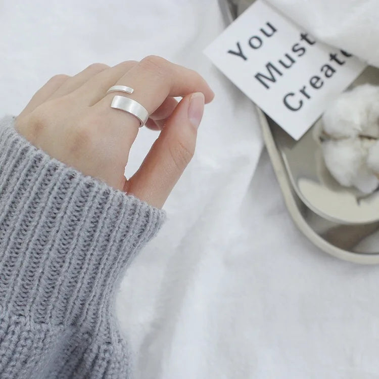 Adjustable Simple Silver Ring