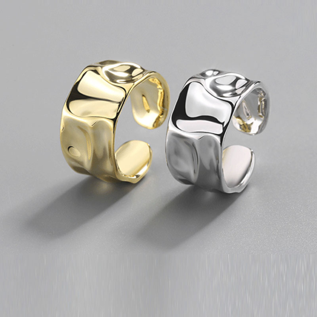 Wide Asymmetrical Ring in Silver