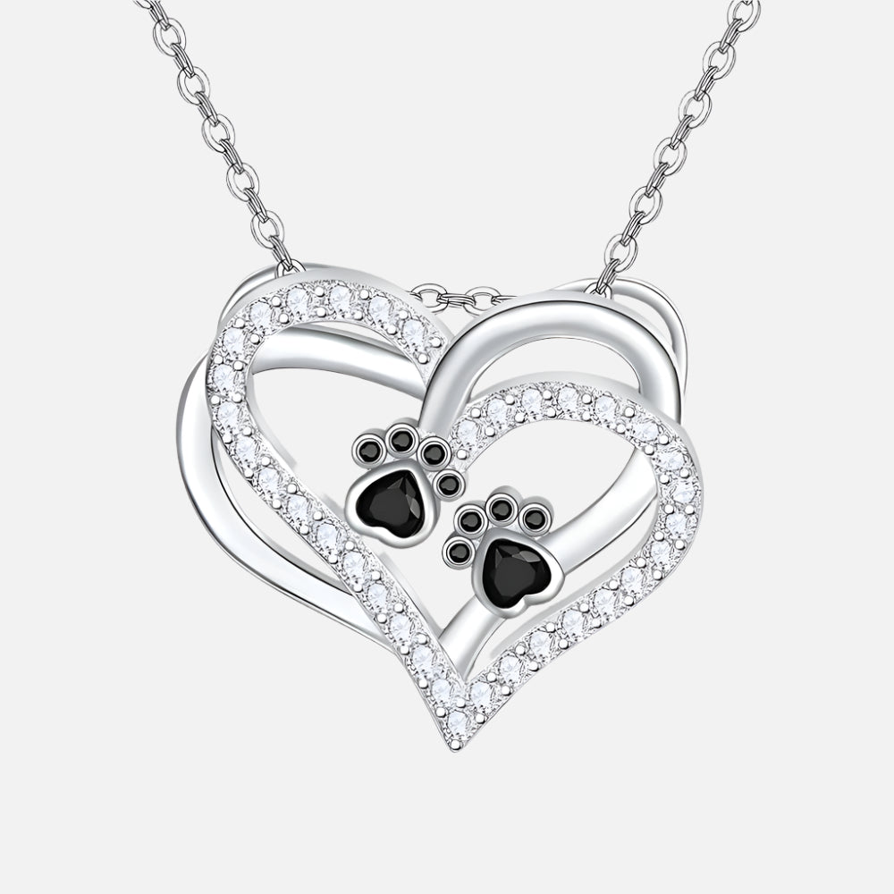 SINA β Charming Paw Heart Necklace with Sparkling Zirconia for Stylish Expression
