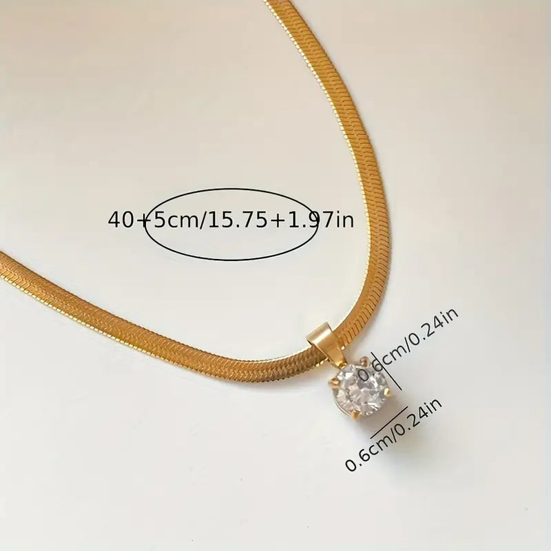 Elegant Rhinestone Pendant Necklace | Gold-Westeryn