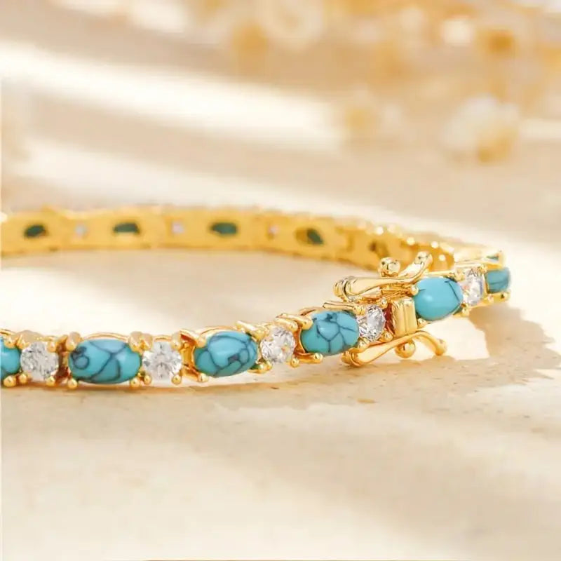 Natural Turquoise Stone Bracelet | Gold-Westeryn