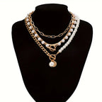 Vintage Pearl & Gold Snake Chain Necklace Set | Gold-Westeryn