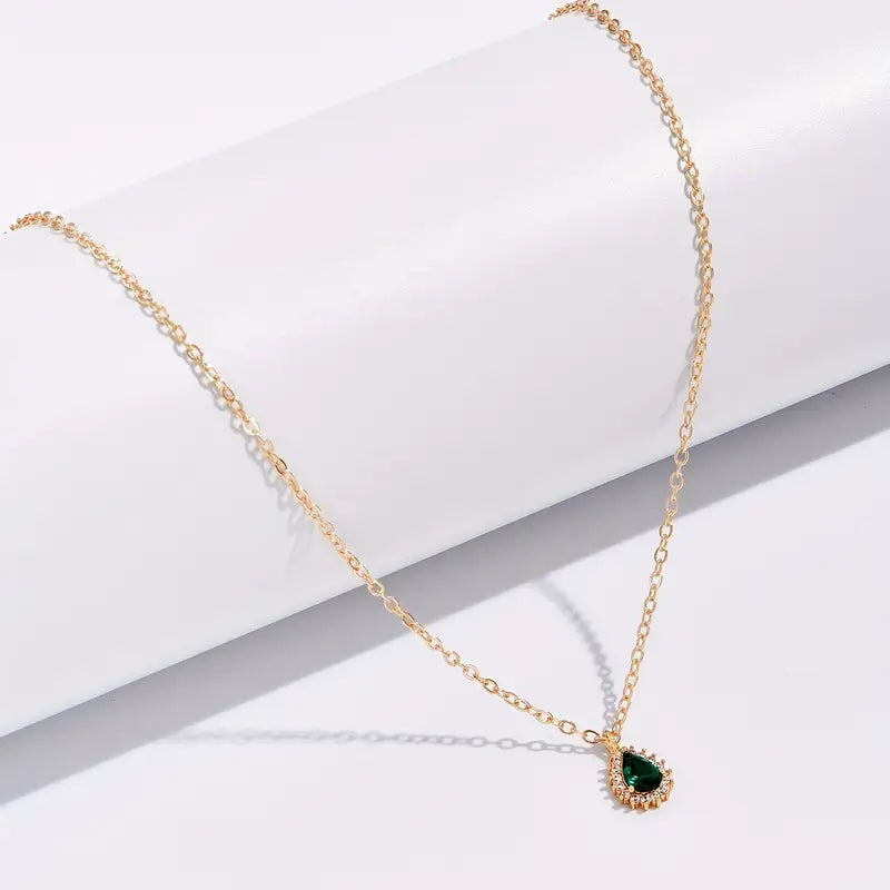 Green Water Drop Necklace