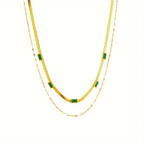 Sorella Gem Double-Layer Retro Gold Necklace-Westeryn