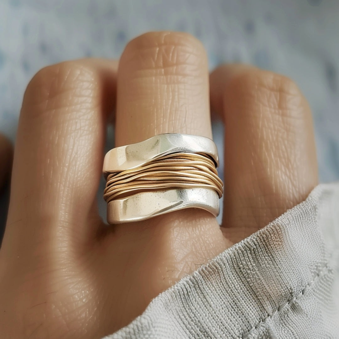 Silver Golden Threads Ring-Westeryn