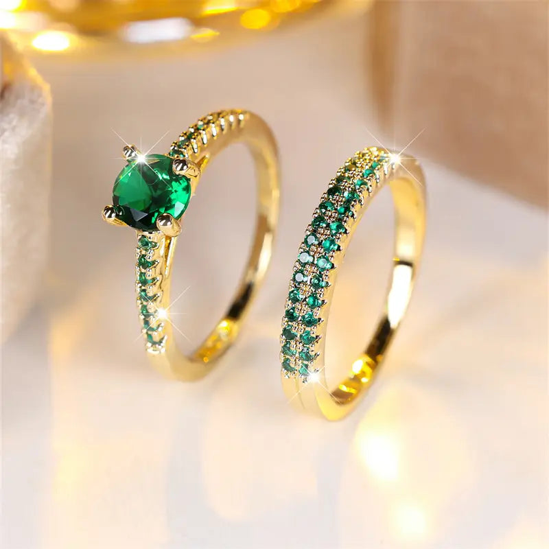 Serena Emerald Duo Ring Gold Set-Westeryn