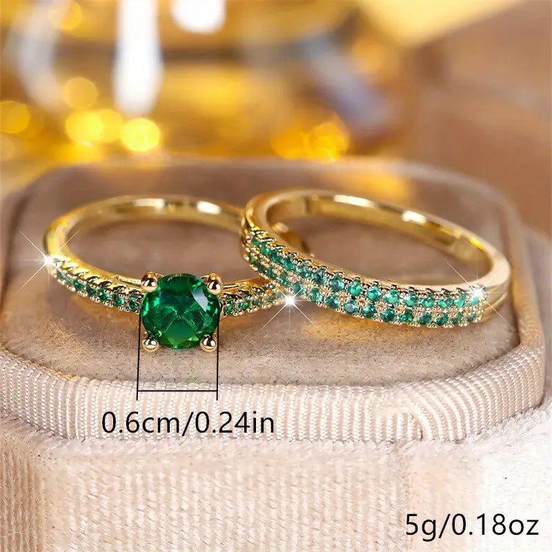 Serena Emerald Duo Ring Gold Set-Westeryn