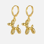 Elegant MINI Golden Huggie Hoops with Playful Balloon Dog Pendant-Westeryn