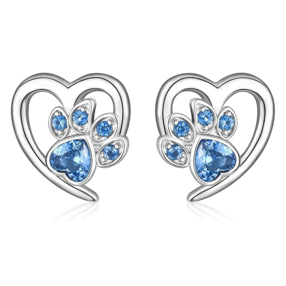 YANI – Heart Paw-Shaped Silver Earrings