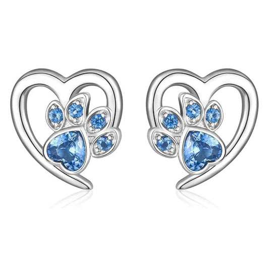 LIVIA – Elegant Heart and Paw Earrings with Sparkling Zirconia for a Stunning Look