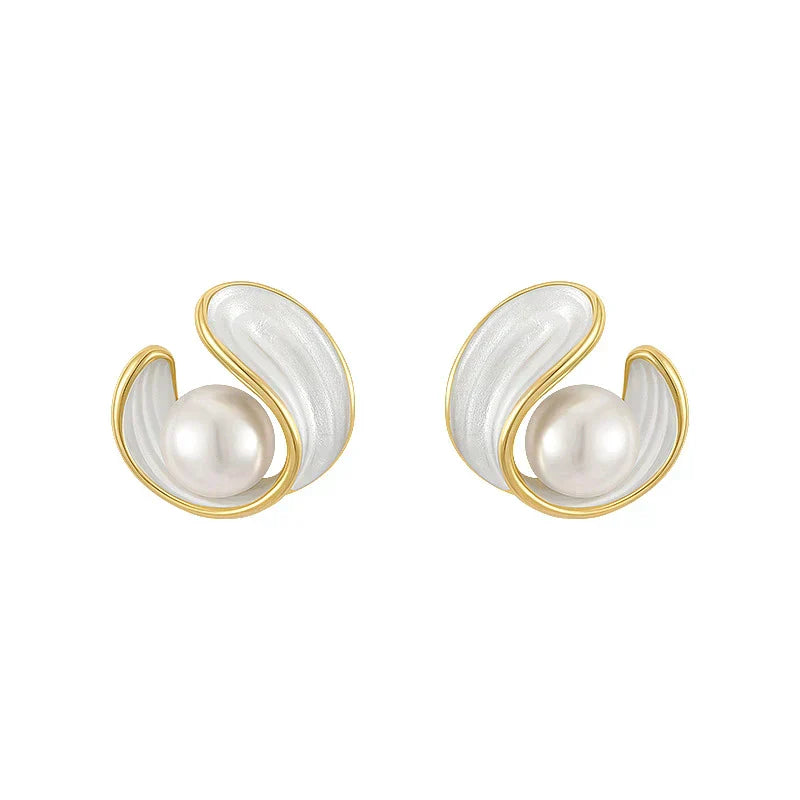 Luxury White Opal Earrings with Pearls in Gold-Westeryn