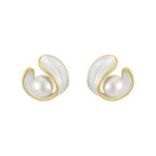 Luxury White Opal Earrings with Pearls in Gold-Westeryn