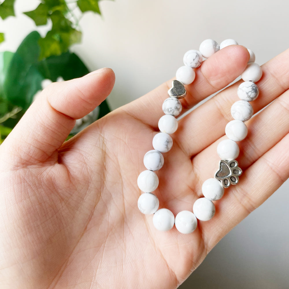 ELARA – Handmade Natural Stone Bracelet with Cute Paw and Heart Charms for a Unique Look-Westeryn