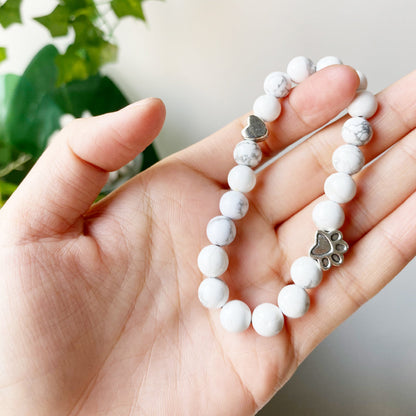 ELARA – Handmade Natural Stone Bracelet with Cute Paw and Heart Charms for a Unique Look