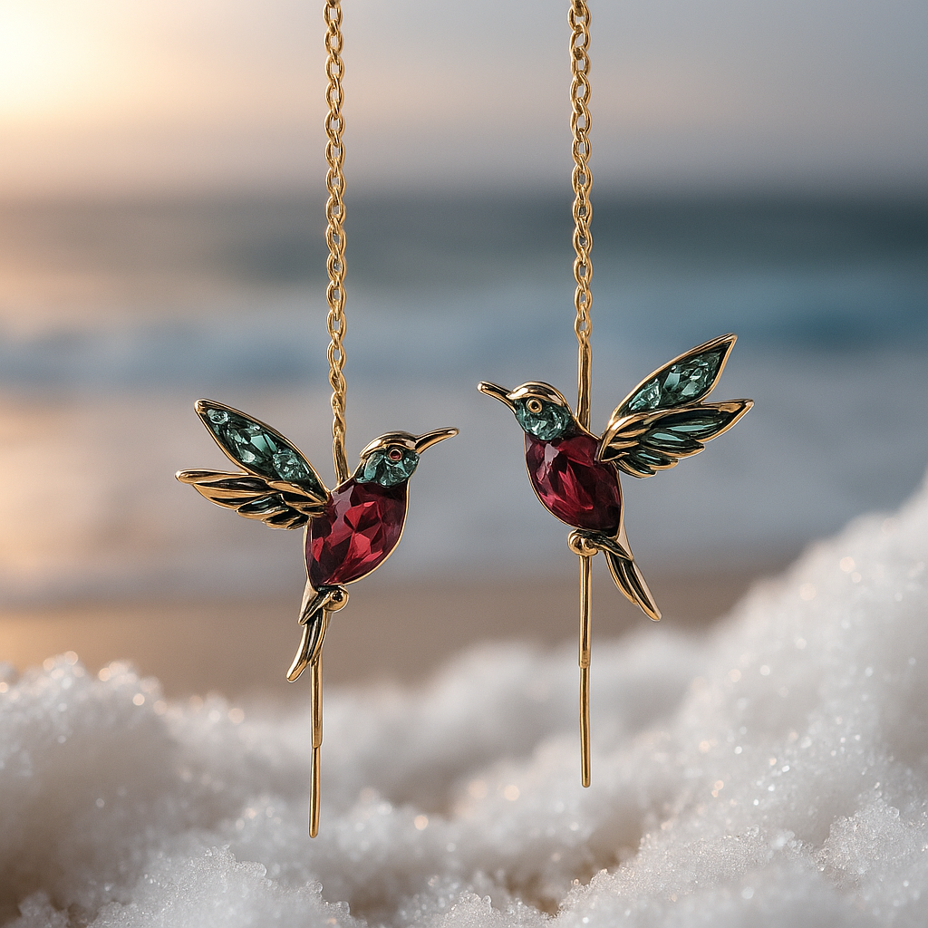 Shay | Earrings with hummingbird enamel and zirconia-Westeryn