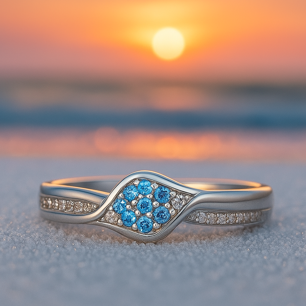 Silent Waves – Ring in silver 925 with blue crystal-Westeryn