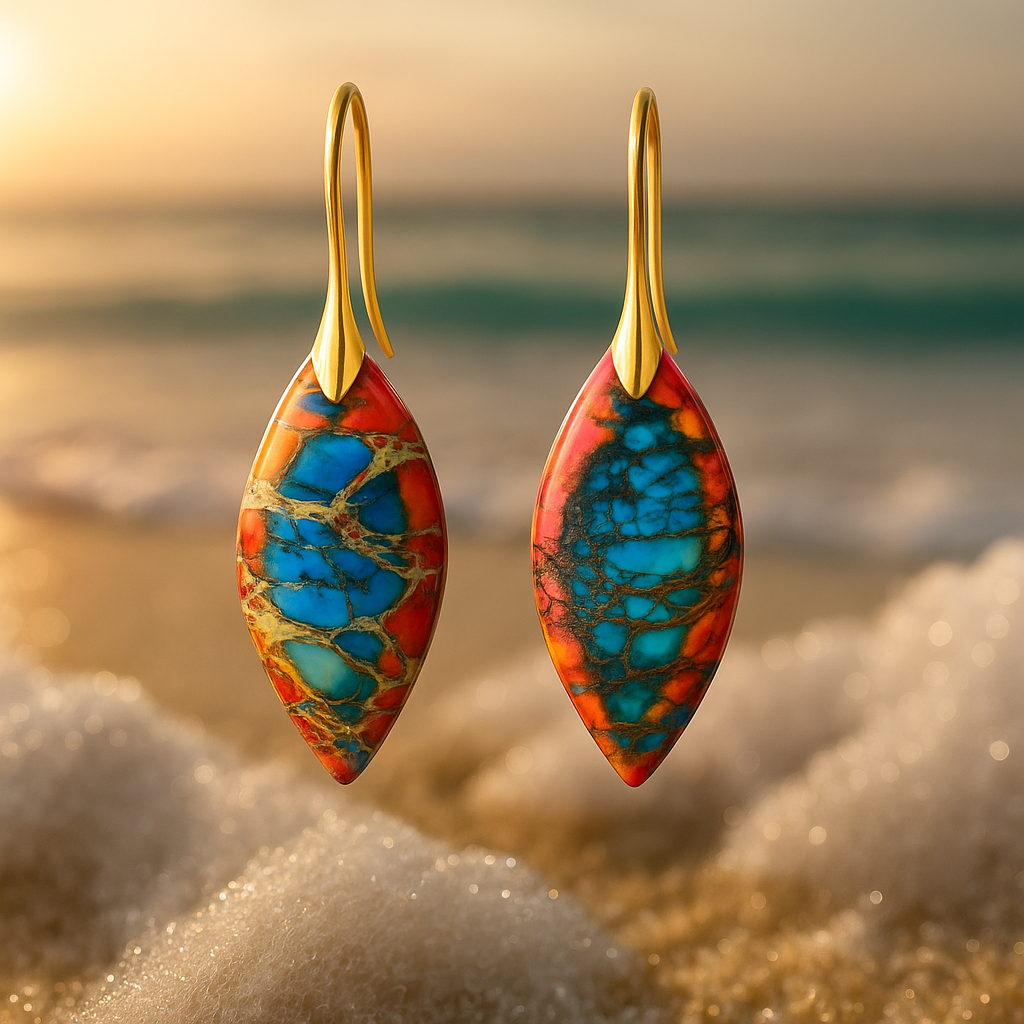 Elaria – Red Coral and Turquoise Earrings-Westeryn