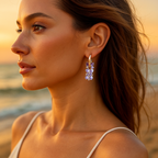 Pearl | Earrings with Lilac Stones-Westeryn