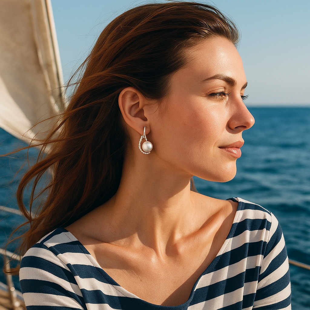 Lorelei | Buttoned earrings with pearl-Westeryn