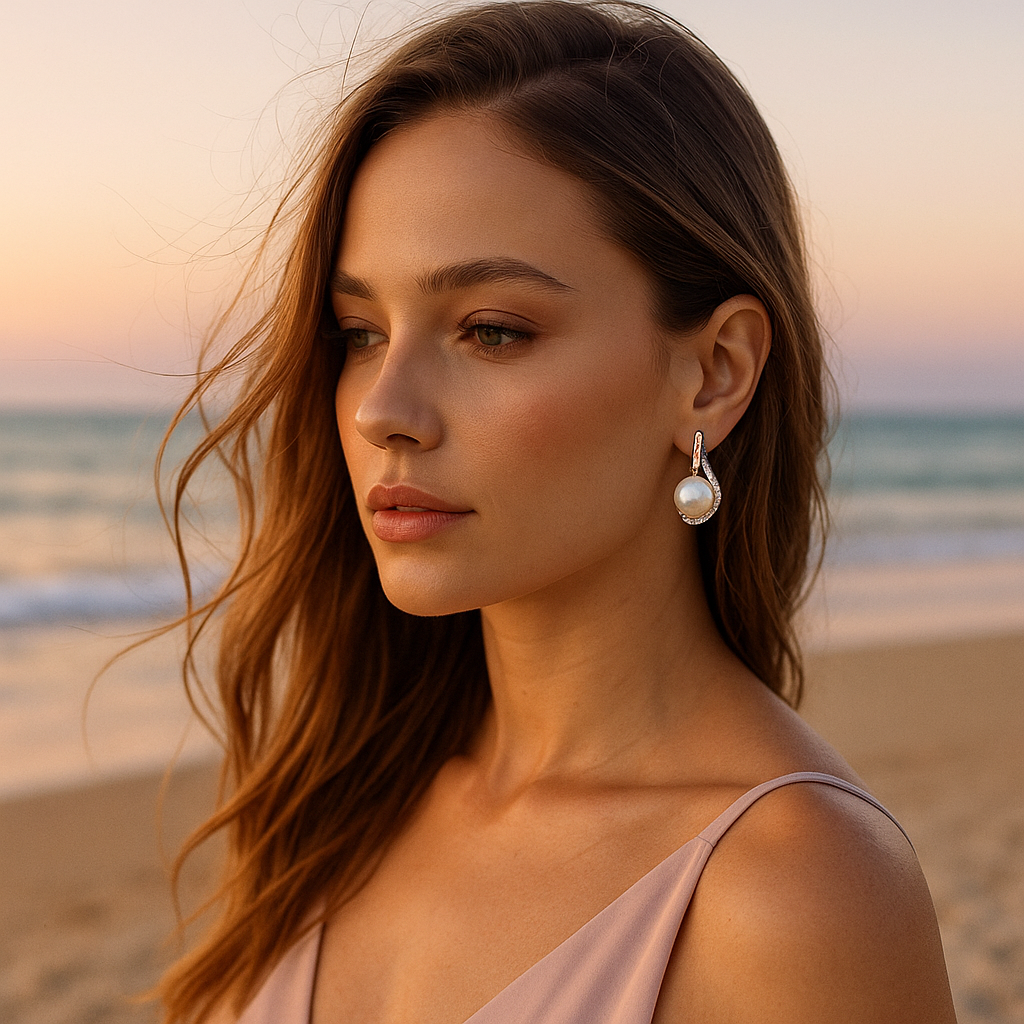 Lorelei | Buttoned earrings with pearl-Westeryn