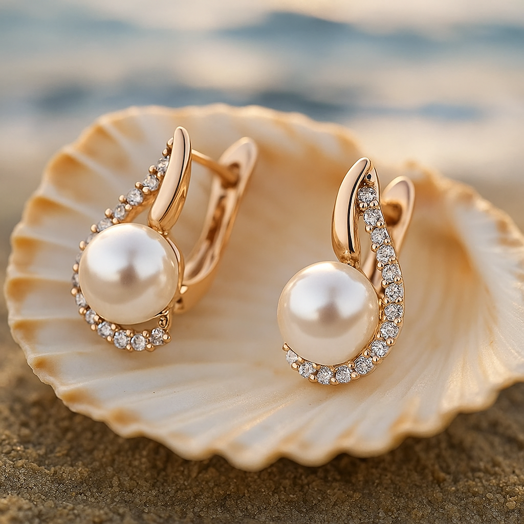Lorelei | Buttoned earrings with pearl-Westeryn