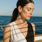 Keto | Earrings with square black stones-Westeryn