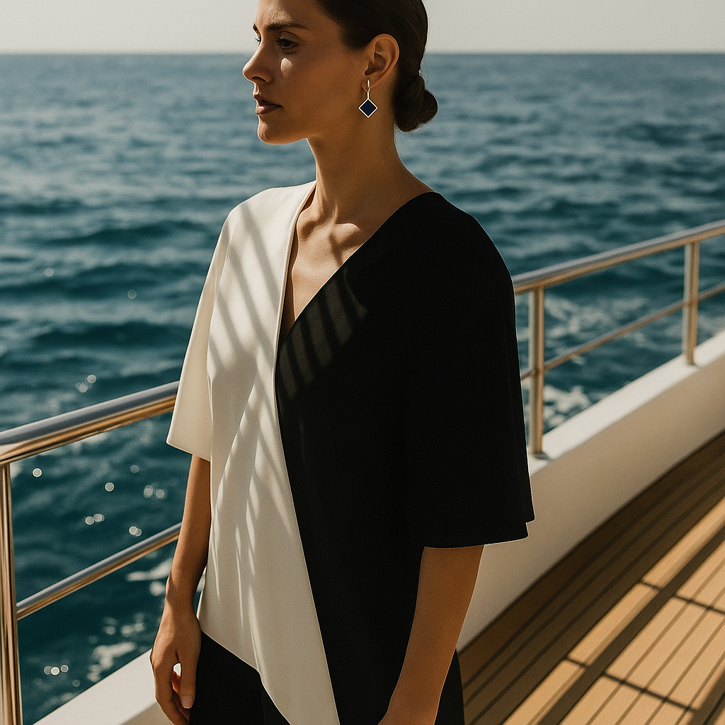 Keto | Earrings with square black stones-Westeryn