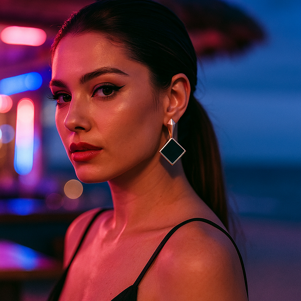 Keto | Earrings with square black stones-Westeryn