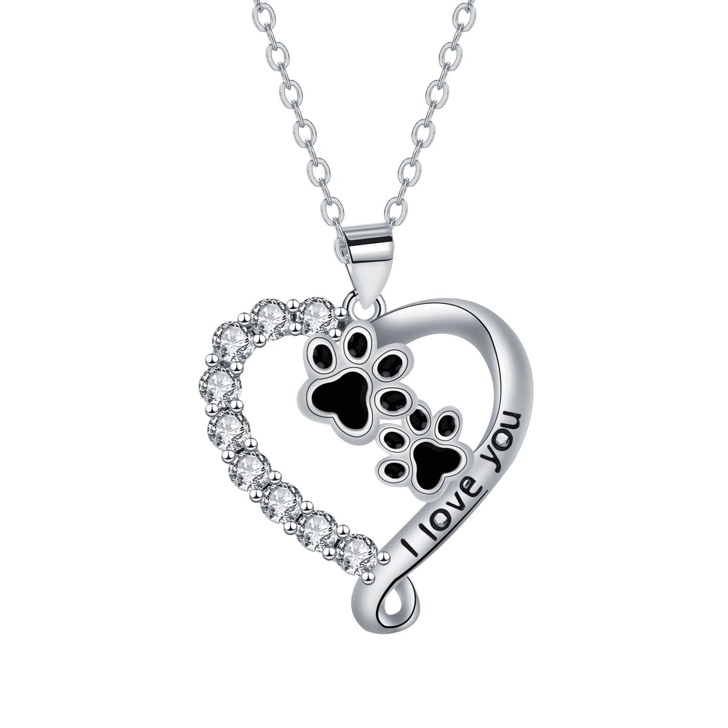 Whimsical Paw Heart Pendant Necklace