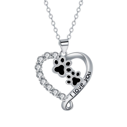 Whimsical Paw Heart Pendant Necklace
