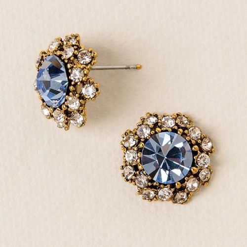 Blue Shiny Round Vintage Earrings-Westeryn