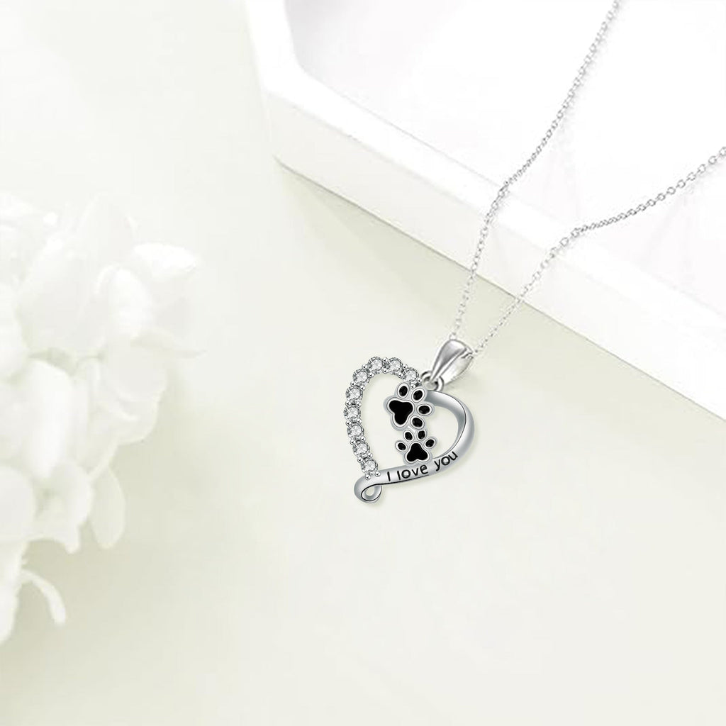 Whimsical Paw Heart Pendant Necklace-Westeryn