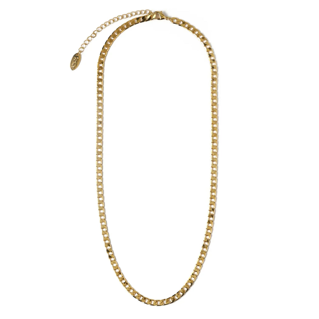 Flat Link Curb Chain Necklace | Gold-Westeryn