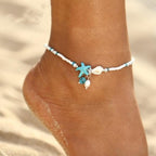 Star Shell Anklet with Gemstones-Westeryn