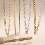 Vintage Pearl & Gold Snake Chain Necklace Set | Gold-Westeryn