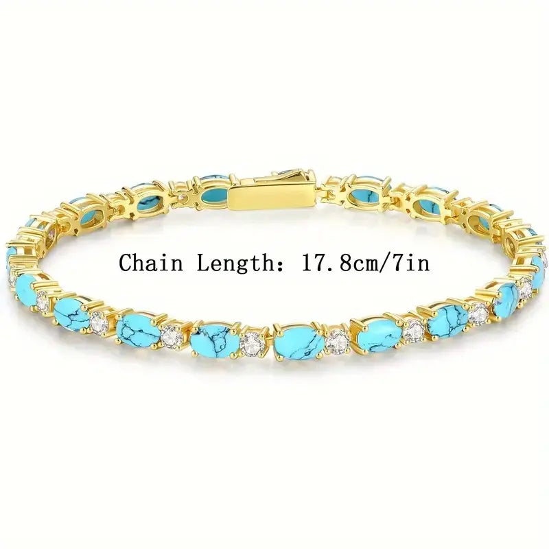 Natural Turquoise Stone Bracelet | Gold-Westeryn