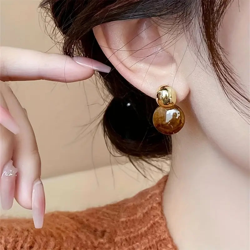 Aurélie Amber Drop Earrings | Gold-Westeryn