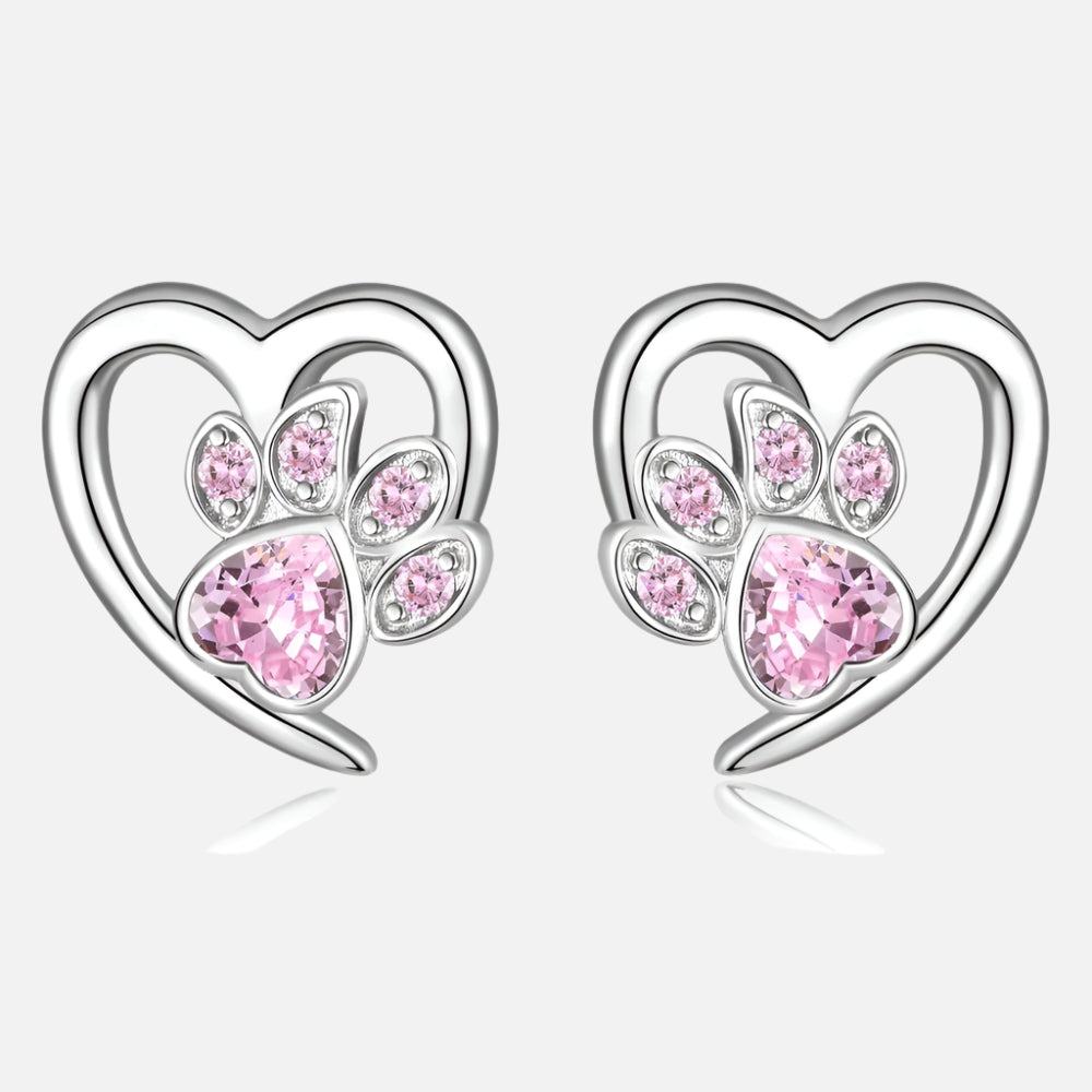 YANI – Heart Paw-Shaped Silver Earrings