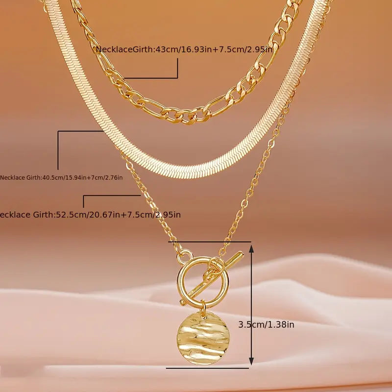 Savira Textured Coin Layered Necklace | Gold-Westeryn