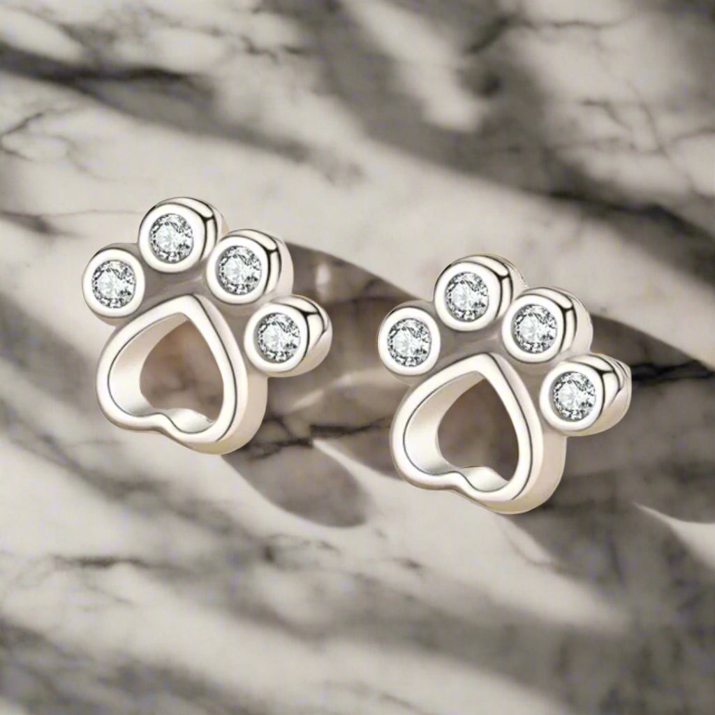 TALIAIE – Elegant Paw and Ear Studs made of 925 Sterling Silver with Sparkling Zirconia for Stylish Expression-Westeryn