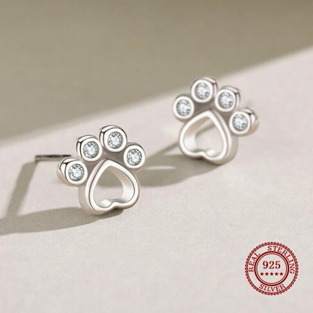 TALIAIE – Elegant Paw and Ear Studs made of 925 Sterling Silver with Sparkling Zirconia for Stylish Expression