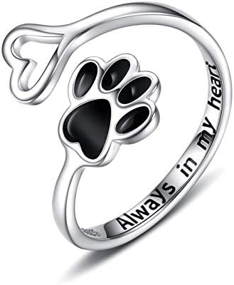 NIVI – Elegant Adjustable Paw Heart Ring Made of Handcrafted 925 Sterling Silver