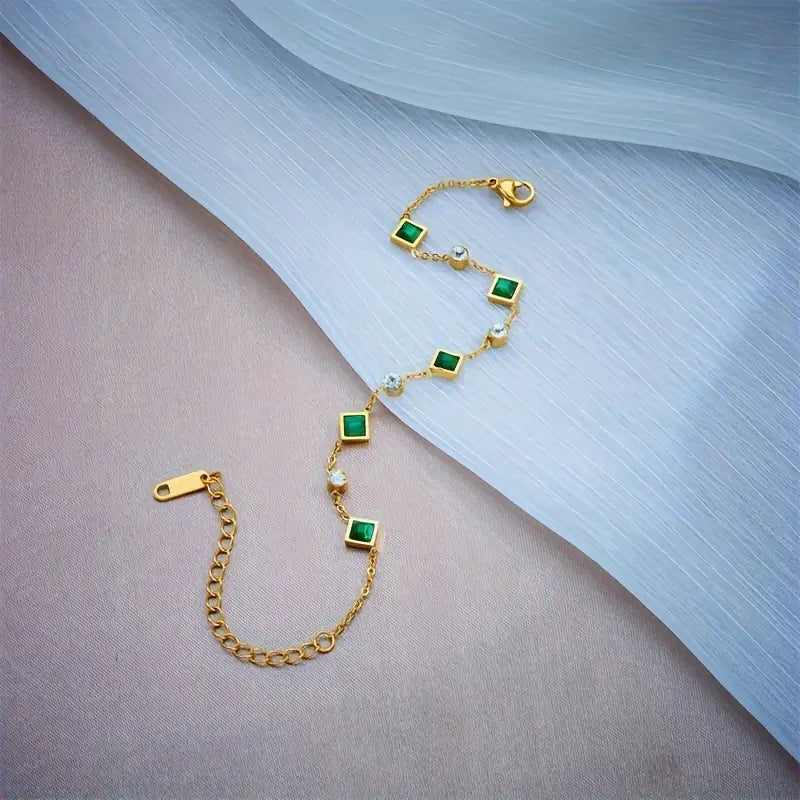 Green Square Zirconia Bracelet
