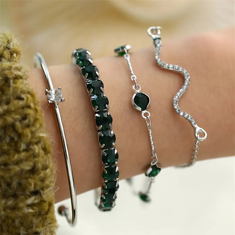Green Gemstone Bracelet Set-Westeryn