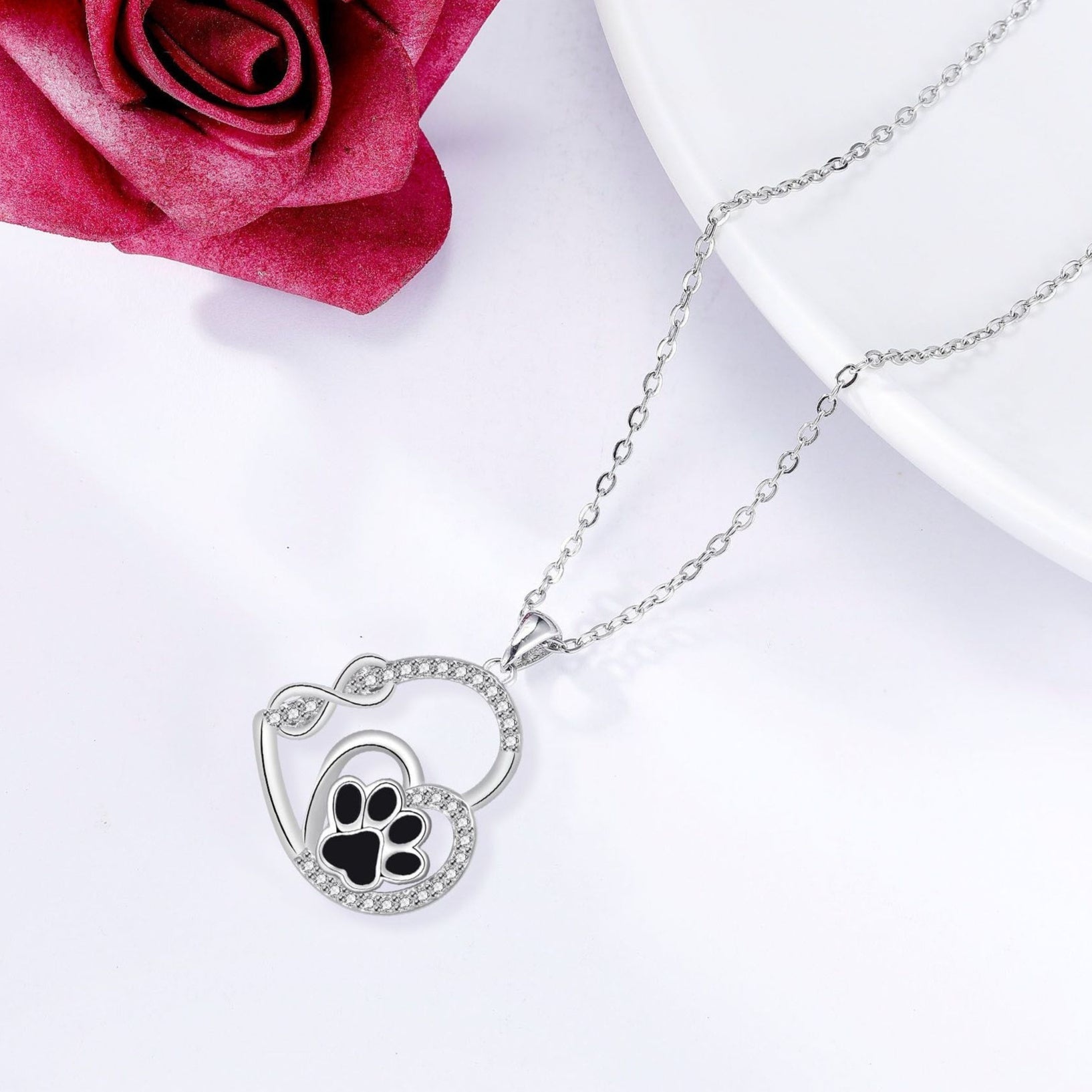 Endless Affection Paw Print Pendant Necklace-Westeryn