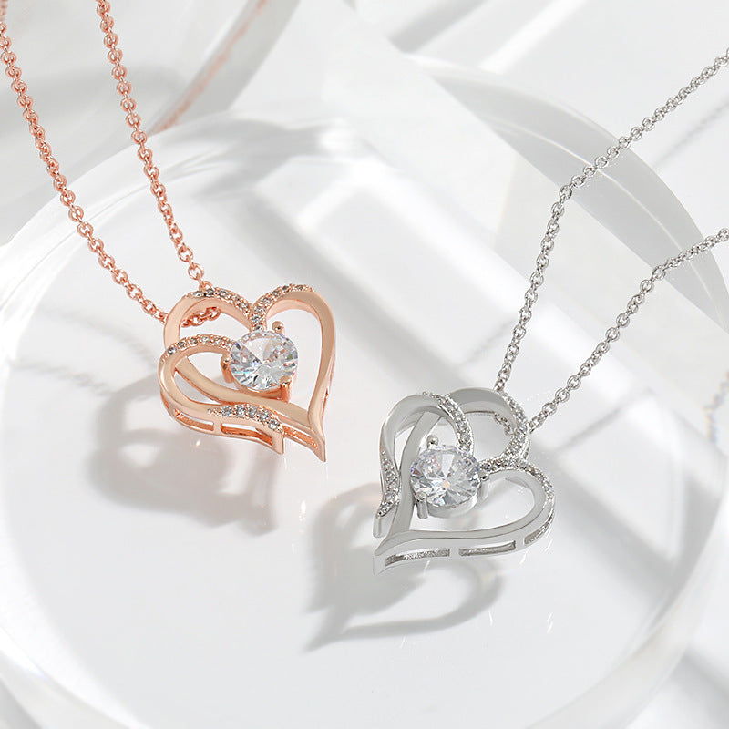 ELENYA – Elegant Adjustable Women's Necklace with Enchanting Double Heart & Sparkling Zirconia for a Stylish Look-Westeryn