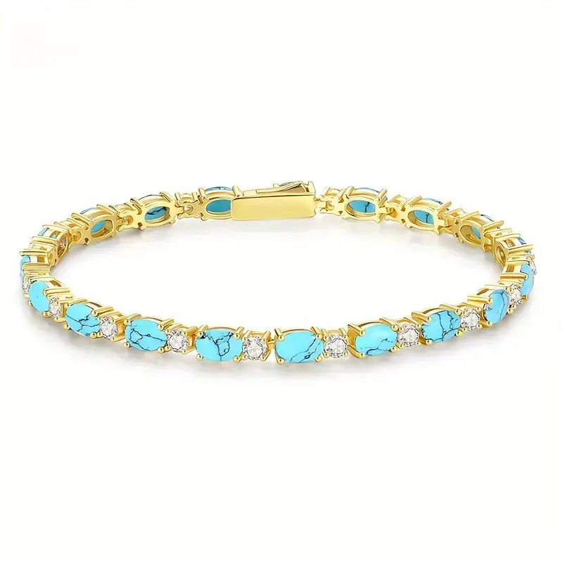 Natural Turquoise Stone Bracelet | Gold-Westeryn